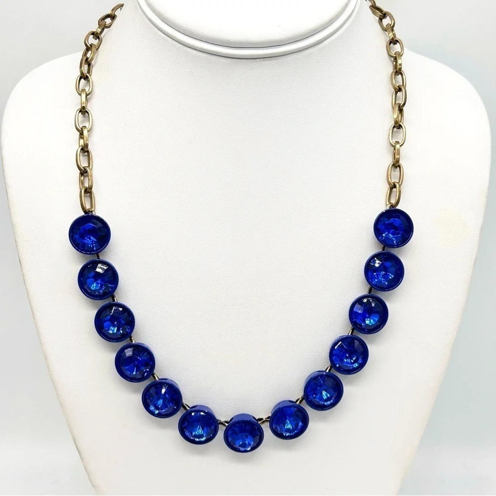 J. Crew Royal Blue Brulee Crystal Necklace